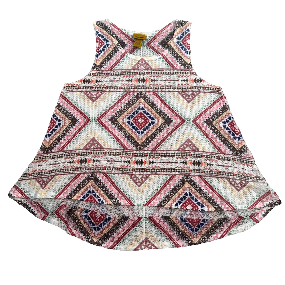 Wrangler Geo Diamond Print Tank Top in White, Pink, Blue, Brown